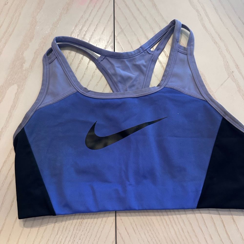 Nike dry fit sports bra, purple and black